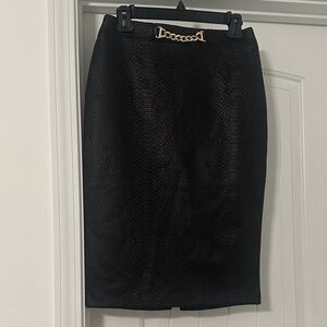 Marc New York Black Pencil Skirt with Gold Chain